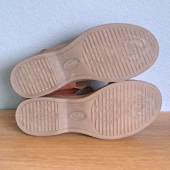 Sofft Bali Women’s 8.5 Brown Leather Strappy Sandals Tan Low Heel Ankle Strap - Picture 7 of 11